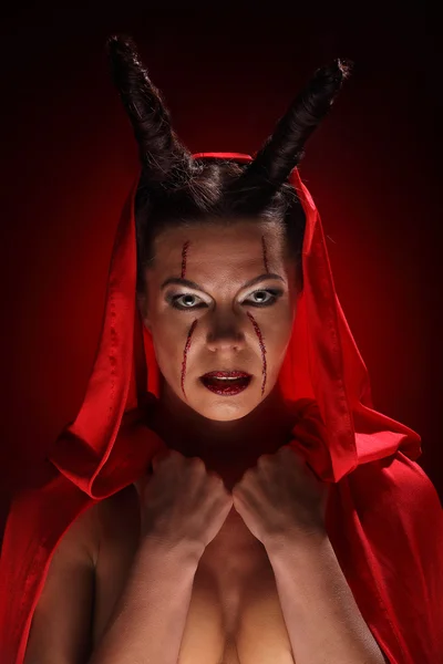 Portrait of a devil with horns. Fantasy. Art project. halloween — Stock Photo, Image