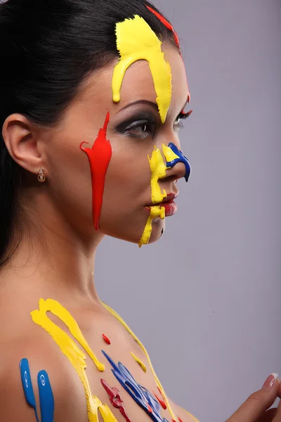 Portrait of a woman painted conceptual body art — Stock Photo, Image