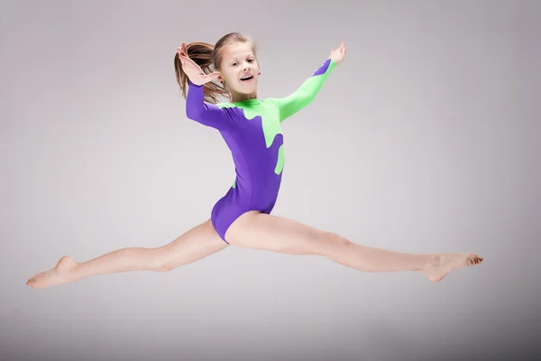 Happy gymnastic girl. — Stock Photo, Image