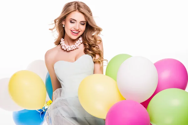 Smiling pretty girl with balloons. — Stock Photo, Image