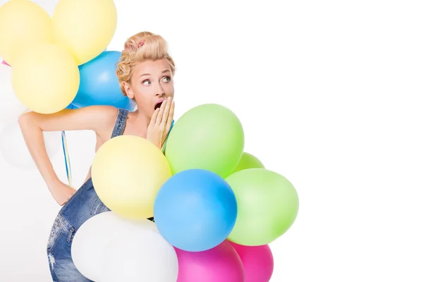 Chica rubia con globos . — Foto de Stock