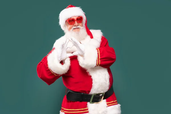 Kerstmis Komt Eraan Echte Gekke Kerstman Grappige Zonnebril Poserend — Stockfoto
