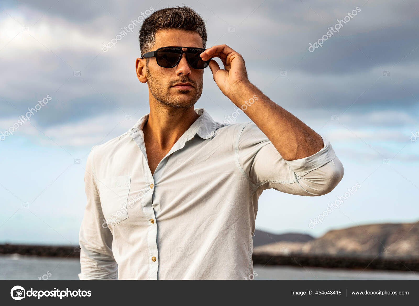 Gorgeous Stylish Man Wearing Fashionable Shirt Sunglasses City Style ...