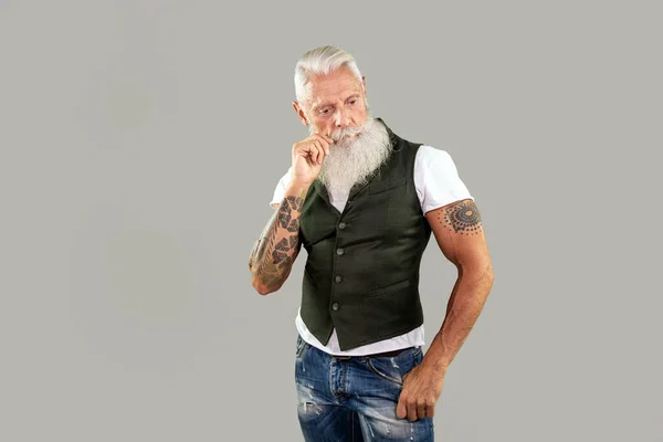 Older tattooed man Stock Photos, Royalty Free Older tattooed man Images