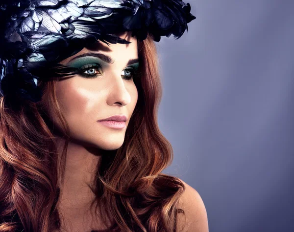 Beauty closeup portrait of redhead woman — Stock Photo, Image