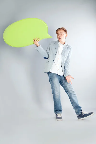 Teenage boy with empty cloud. — Stock Photo, Image