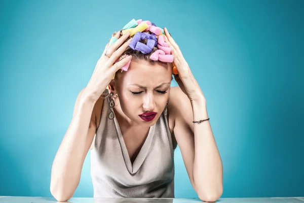 Pain concept. Woman with headache. — Stock Photo, Image