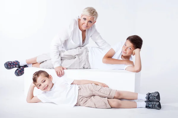 Family portrait, mother with sons. — Stock Photo, Image