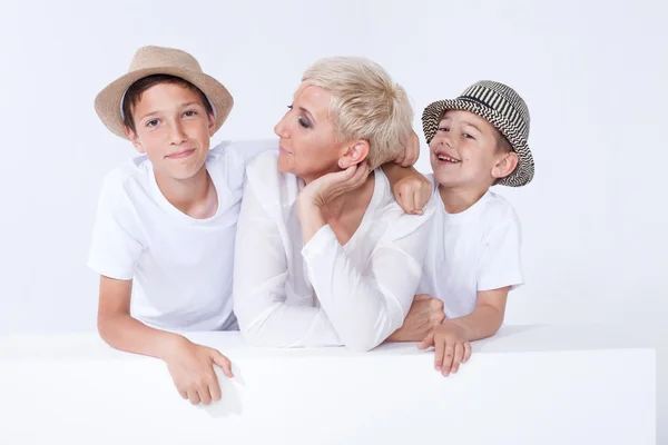 Family portrait, mother with sons. — Stock Photo, Image