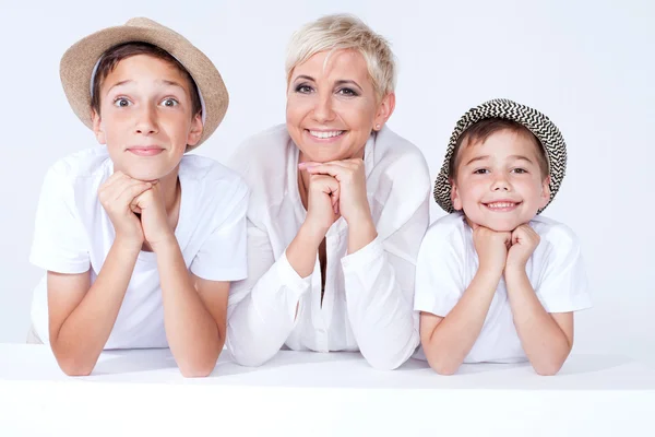 Family portrait, mother with sons. — Stock Photo, Image