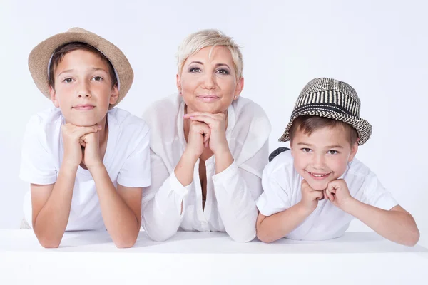 Family portrait, mother with sons. — Stock Photo, Image