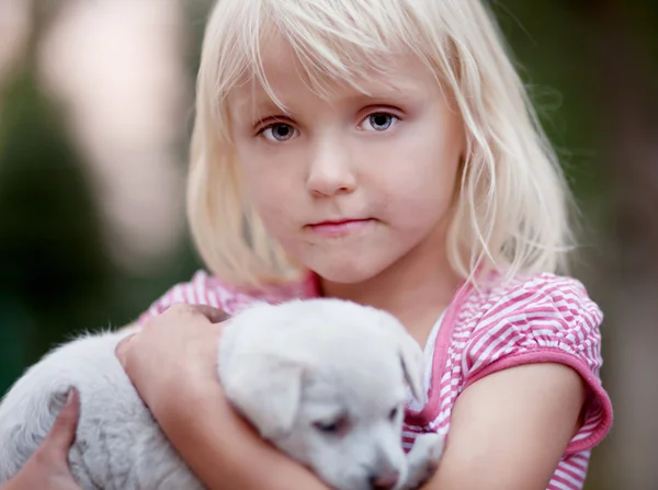 犬を持つ女の子. — ストック写真