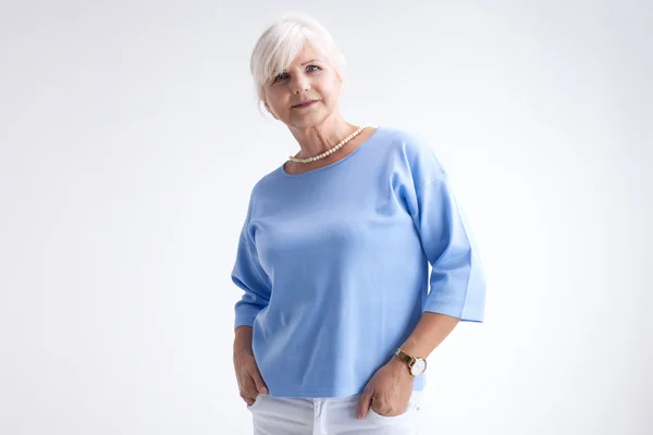 Beauty portrait of elegant senior woman. — Stock Photo, Image