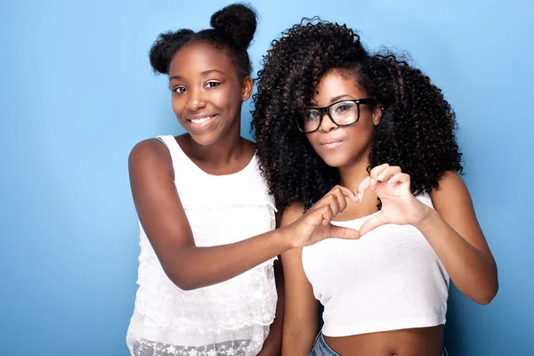 Two beautiful young sisters posing. — Stock Photo, Image