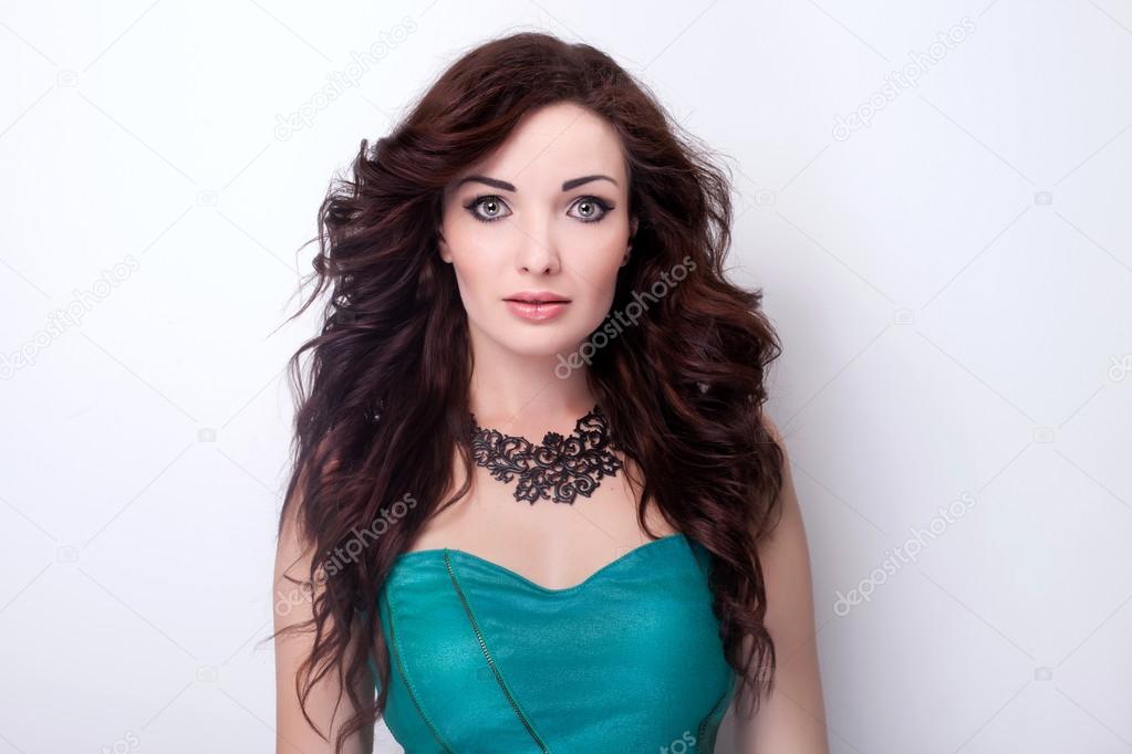 Portrait of sexy woman with long hair.