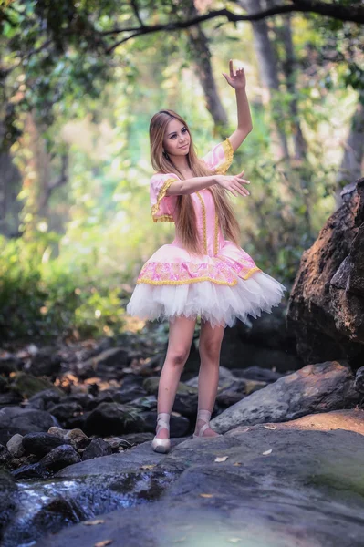 Bale Asya güzel kız elbise doğa üzerinde