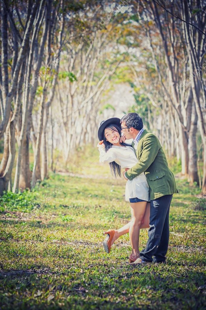 Outdoor woman asian couple