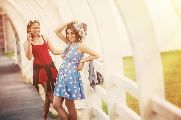 Portrait of two asia young beautiful woman — Stock Photo, Image