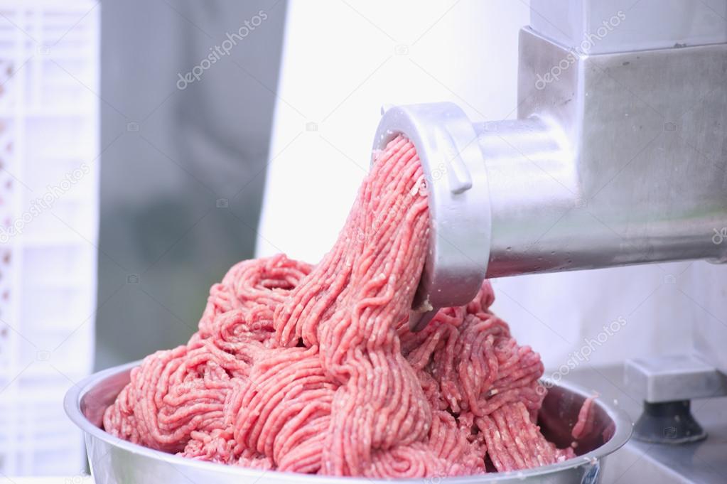 beef minced meat comes from a mincer 