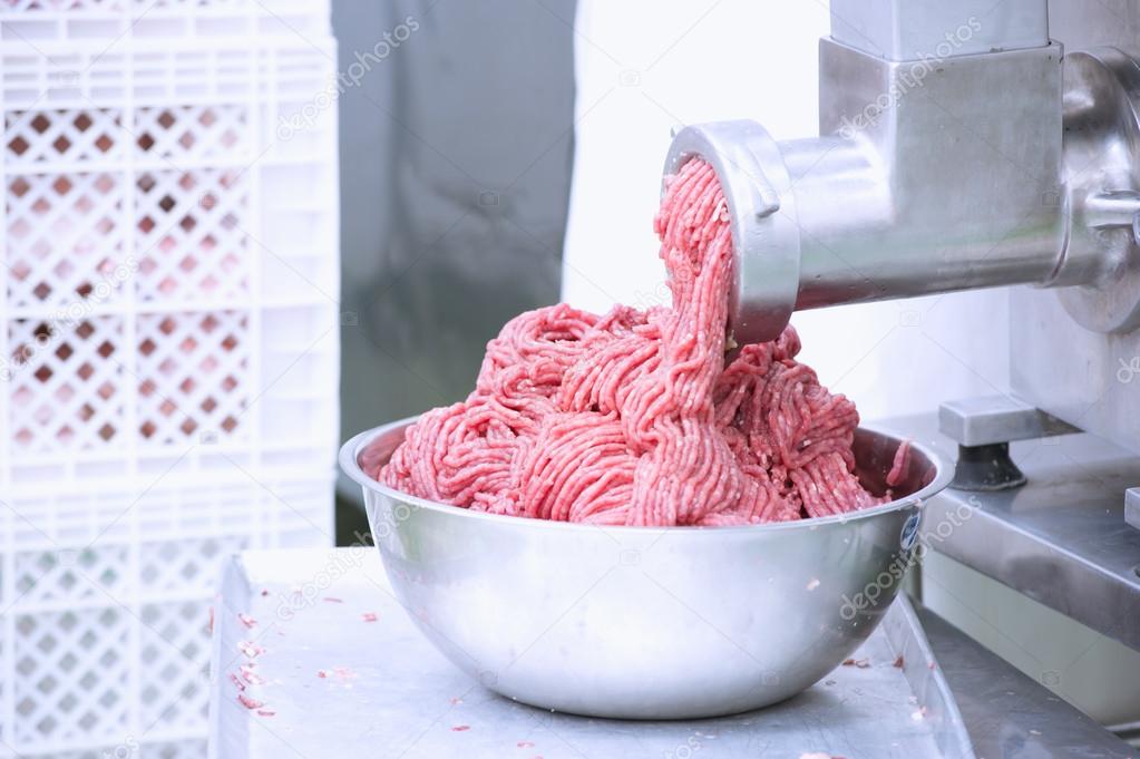 beef minced meat comes from a mincer 