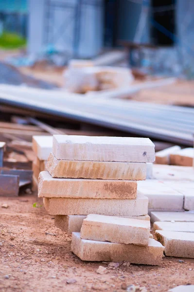 Cement scrap bricks from building construction waiting for dispo — Stock Photo, Image