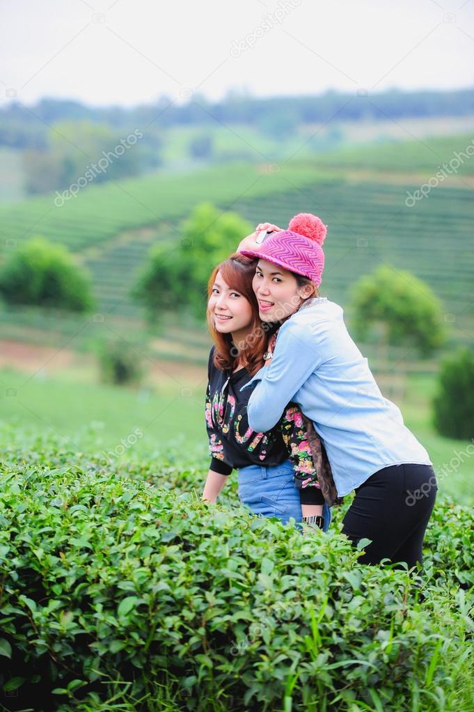 Uncut asian couple outdoor