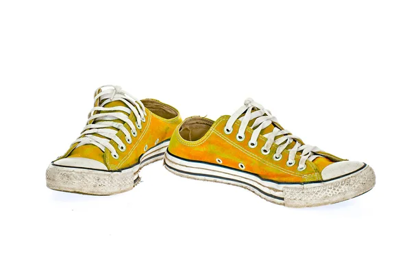 Chaussure jaune vintage sur fond blanc — Photo