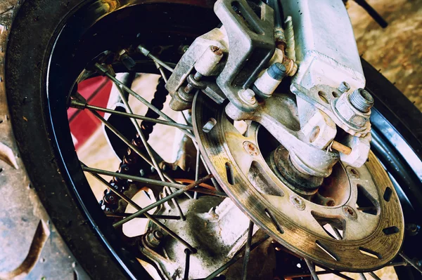 特写的盘式制动器的摩托车 — 图库照片