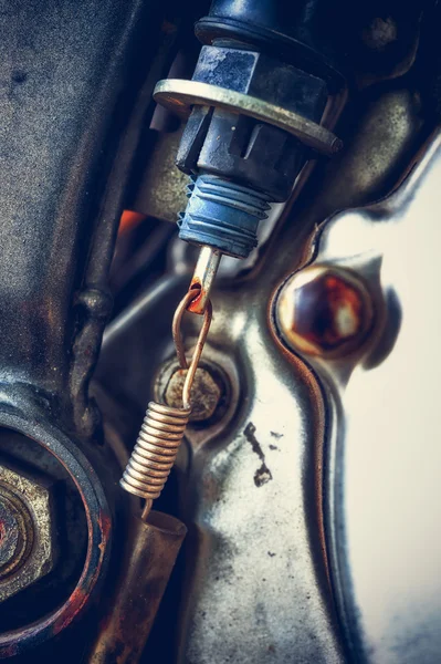 Vista de cerca del motor de la motocicleta — Foto de Stock