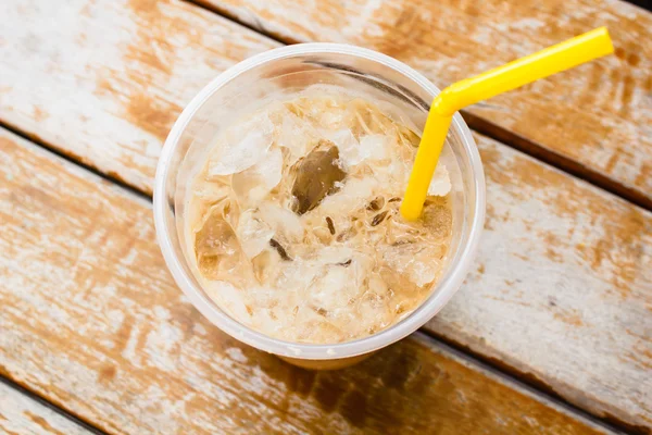 Ice coffee on wood table. — Stock Photo, Image