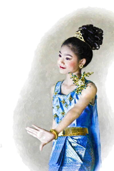 Menina tailandesa, estilo aquarela . — Fotografia de Stock