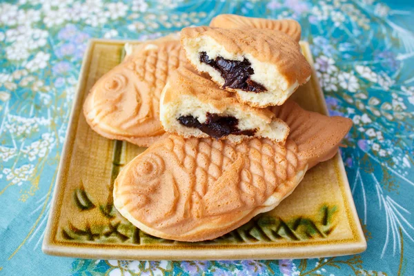 Japoński tradycyjnych rybny-mający kształt tortu, Taiyaki. — Zdjęcie stockowe