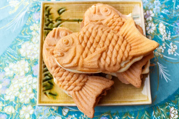 Pastel tradicional japonés en forma de pescado, Taiyaki . Imágenes de stock libres de derechos