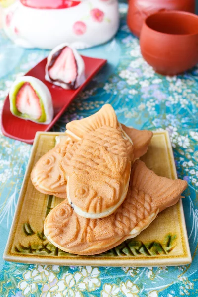 日本伝統的な魚の形をしたケーキ、鯛焼き. ロイヤリティフリーのストック画像
