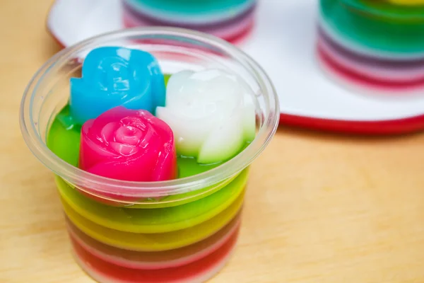 Buntes Gelee, thailändisches Dessert. — Stockfoto