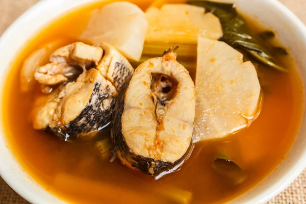 Kyselá polévka s ryb a zeleniny.. — Stock fotografie