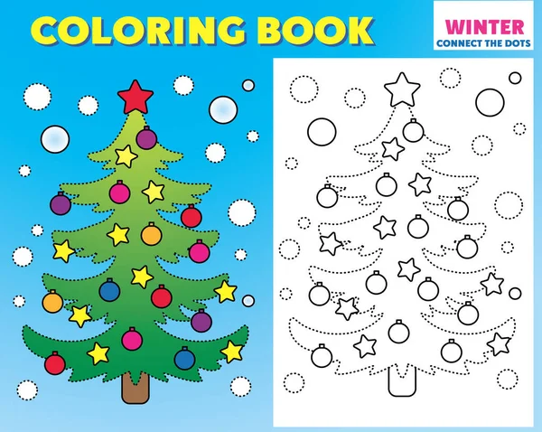 Χρωματισμός Βιβλίο Συνδέστε Τις Τελείες Χειμώνα Νέο Έτος Χρωματισμού Βιβλίο — Διανυσματικό Αρχείο