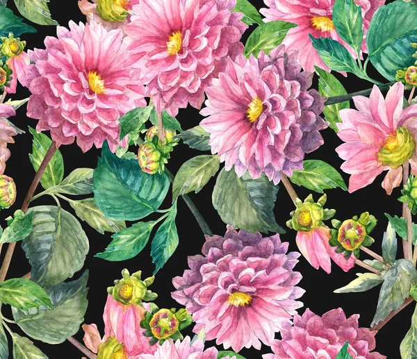 Pink Dahlias floral seamless pattern — Stock Photo, Image