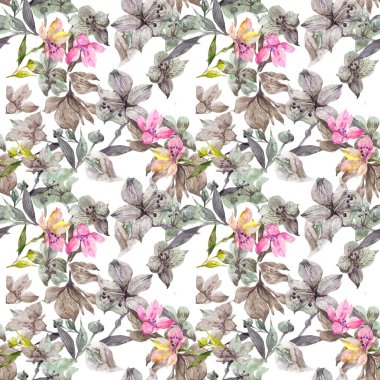 Sulu Boya Alstroemeria çiçek