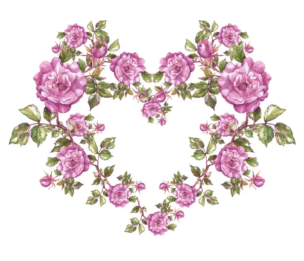 Moldura em forma de coração floral Fotografias De Stock Royalty-Free