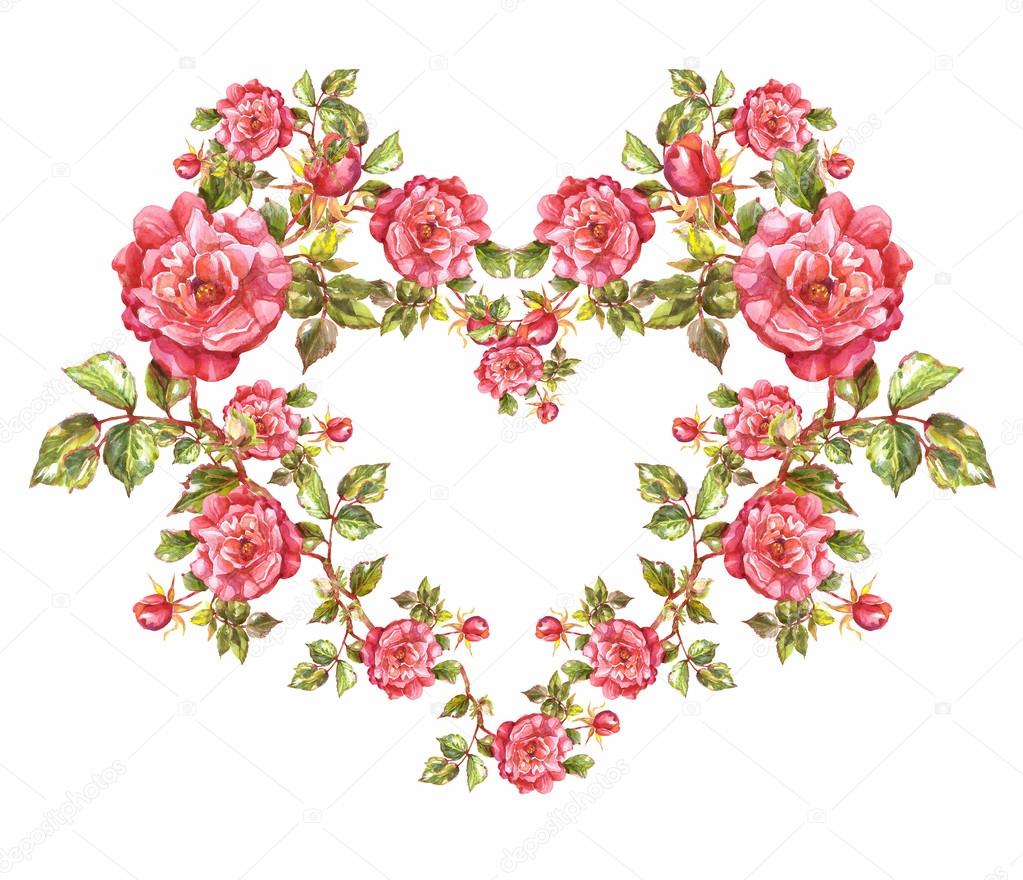 Floral heart shaped frame