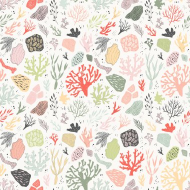 deniz hayatı nesnelerle sorunsuz vektör desen