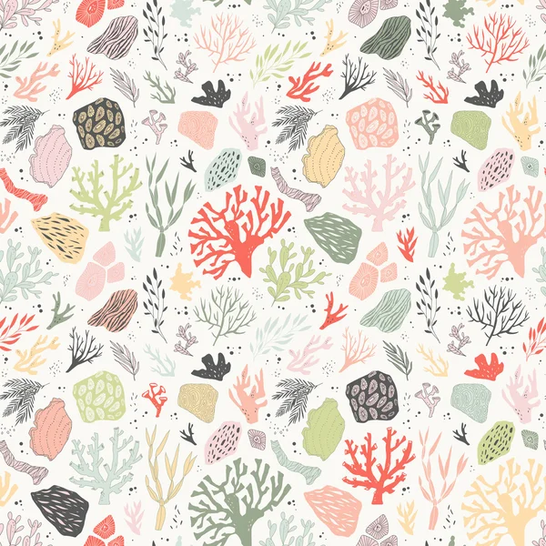 deniz hayatı nesnelerle sorunsuz vektör desen