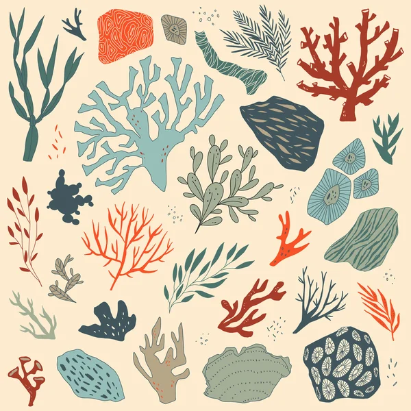 deniz hayatı nesnelerle illüstrasyon vektör