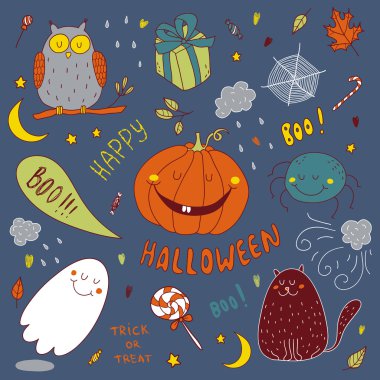 vektör el çekilmiş kümesi Cadılar Bayramı için