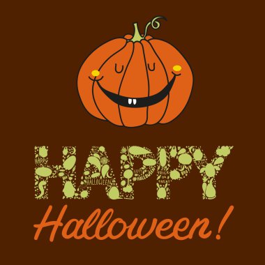 vektör el bir kabak ile çizilmiş Cadılar Bayramı kartpostal