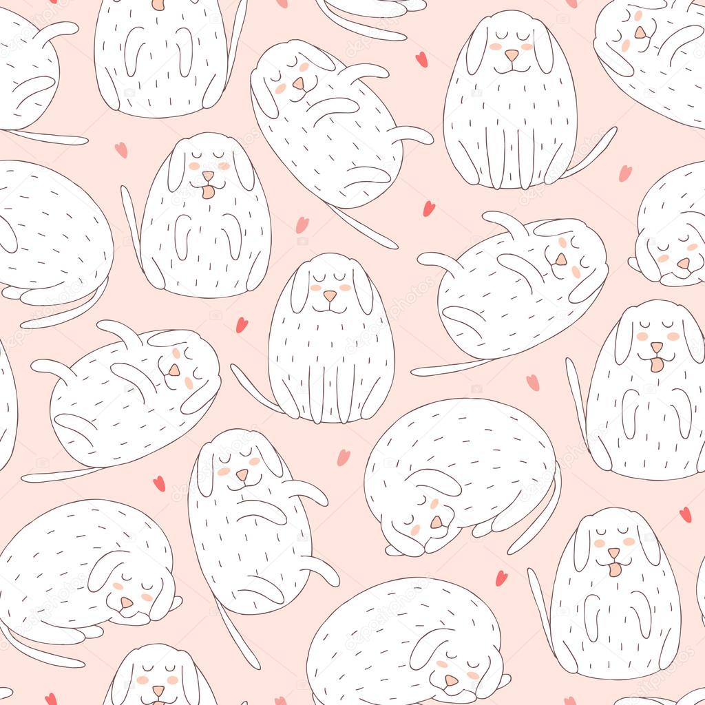 vector hand drawn seamless pattern with cute dogs