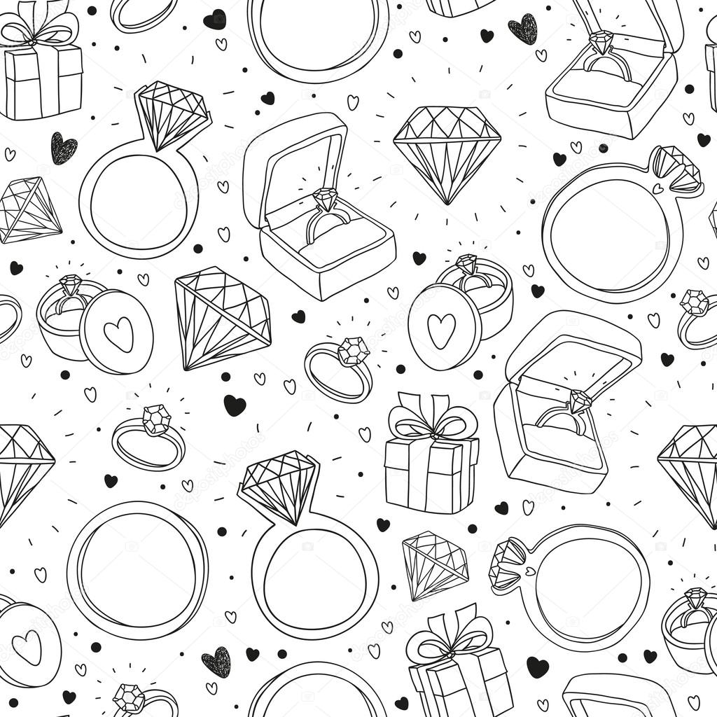 vector hand drawn seamless pattern with engagement items