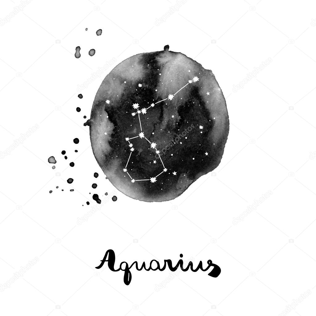 vector illustration with zodiac sign Aquarius