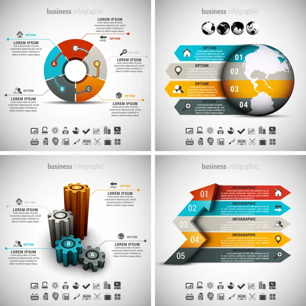 4 w 1 infografiki Bundle — Wektor stockowy
